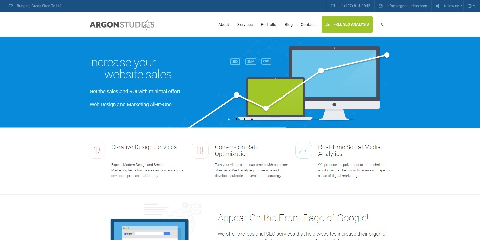 screen shot of argon studios dot com